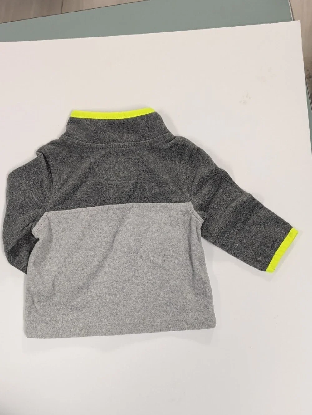 OshKosh B'gosh Charcoal & Light Gray Quarter-Zip with Neon Yellow Trim 12 Mos